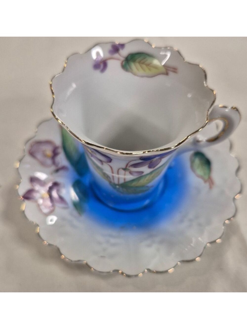 Royal Sealy Teacup and Saucer Mid-Century "Violets" Design